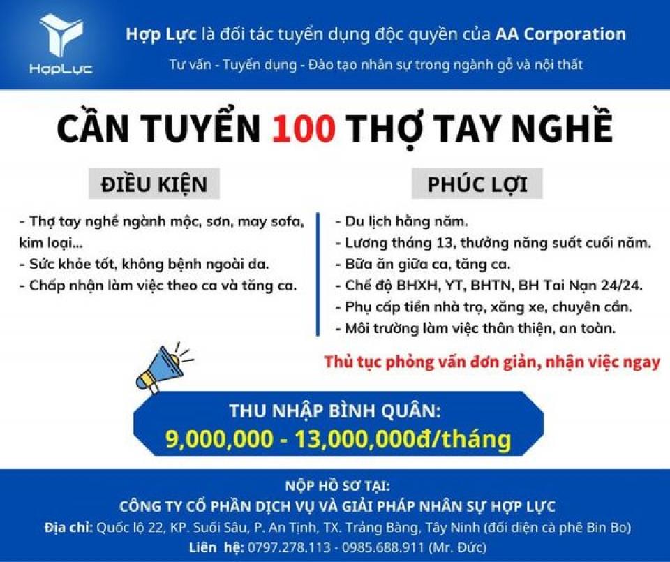 Cần tuyển thợ ngành gỗ . Thợ sơn . Thợ may sofa